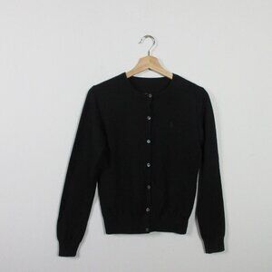 Lauren Ralph Lauren Womens Cardigan Sweater Black S Wool Classic Luxury Knit 214